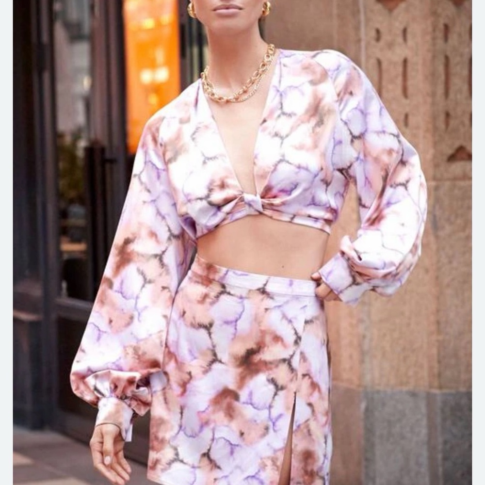 Dynamite Tie-Dye Crop Top and Skirt Set